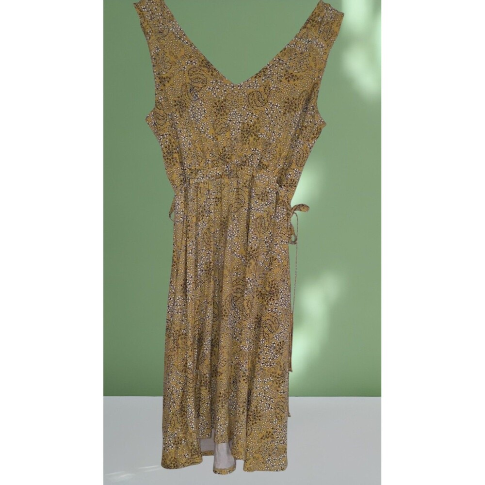 Cynthia Rowley Yellow Floral Paisley Sundress 2 V-Neck Sleeveless Cottage-Core - Picture 2 of 8